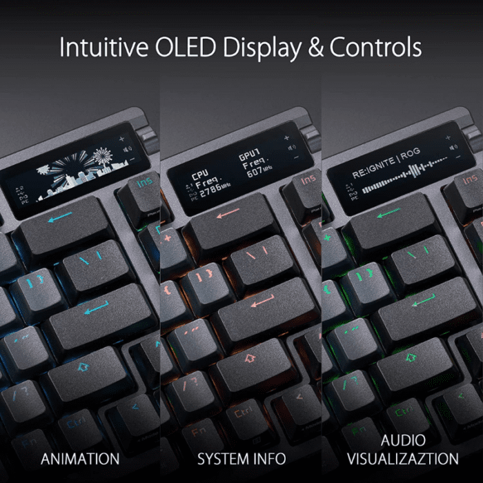 ASUS ROG AZOTH NXRD US PBT ASUS ROG AZOTH 75 WIRELESS DIY CUSTOM OLED DISPLAY HOT SWAPPABLE RED SWITCHES GAMING KEYBOARD Black 2