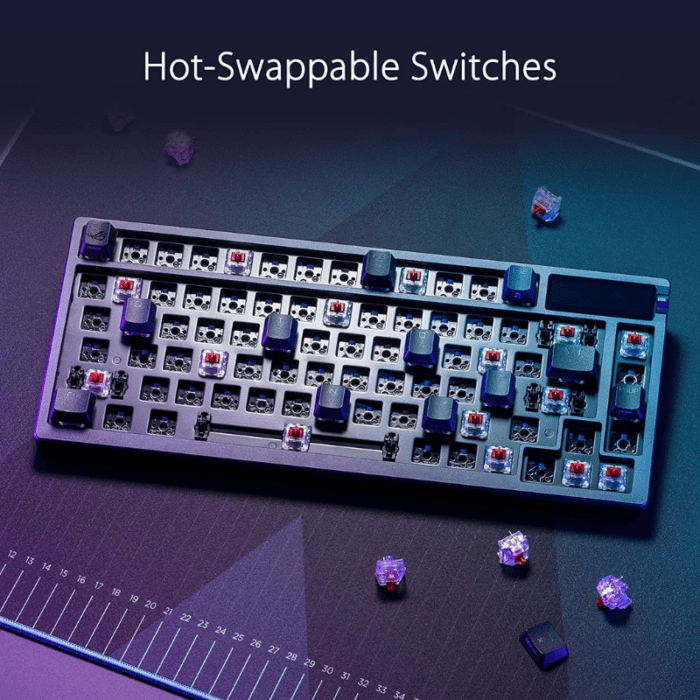 ASUS ROG AZOTH NXRD US PBT ASUS ROG AZOTH 75 WIRELESS DIY CUSTOM OLED DISPLAY HOT SWAPPABLE RED SWITCHES GAMING KEYBOARD Black 5