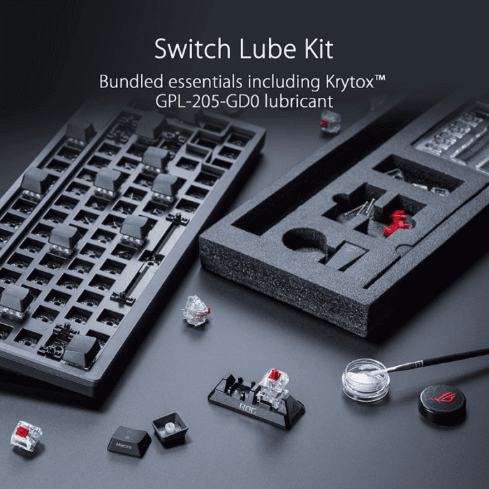 ASUS ROG AZOTH NXRD US PBT ASUS ROG AZOTH 75 WIRELESS DIY CUSTOM OLED DISPLAY HOT SWAPPABLE RED SWITCHES GAMING KEYBOARD Black 6