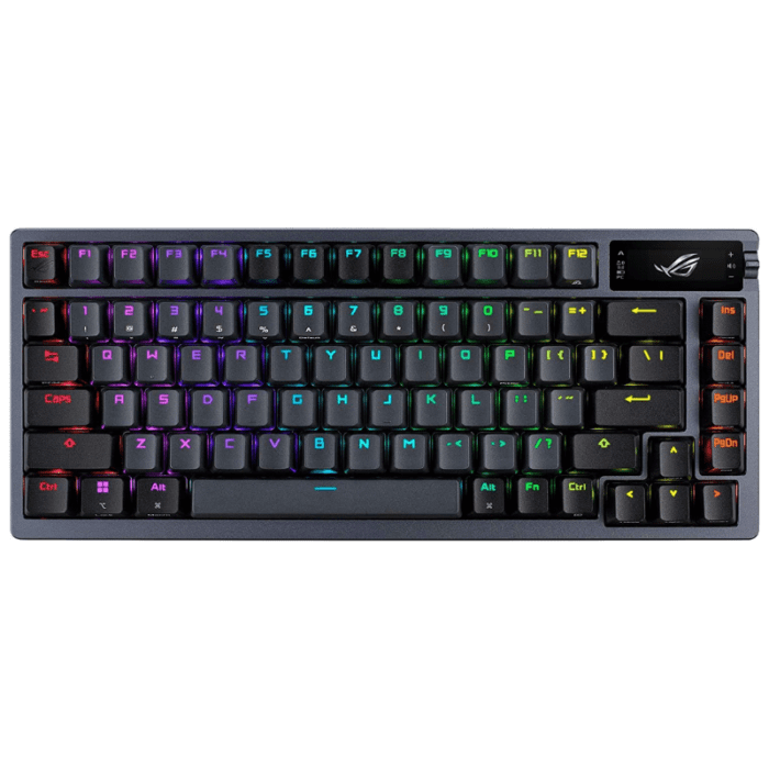 ASUS ROG AZOTH NXRD US PBT ASUS ROG AZOTH 75 WIRELESS DIY CUSTOM OLED DISPLAY HOT SWAPPABLE RED SWITCHES GAMING KEYBOARD Black