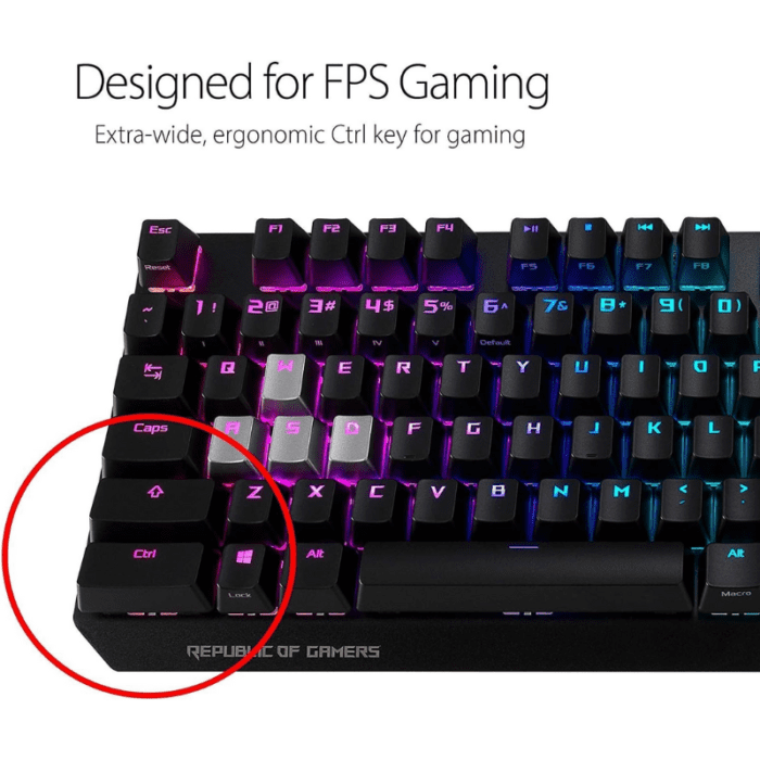 Asus XA11 ROG STRIX SCOPE II NXSW AR ABS ROG Strix Scope RGB wired mechanical gaming keyboard with Cherry MX switches aluminum frame Aura Sync lighting and additional silver WASD for FPS games 2