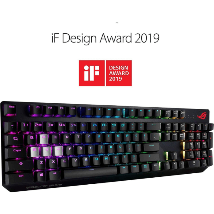 Asus XA11 ROG STRIX SCOPE II NXSW AR ABS ROG Strix Scope RGB wired mechanical gaming keyboard with Cherry MX switches aluminum frame Aura Sync lighting and additional silver WASD for FPS games 3