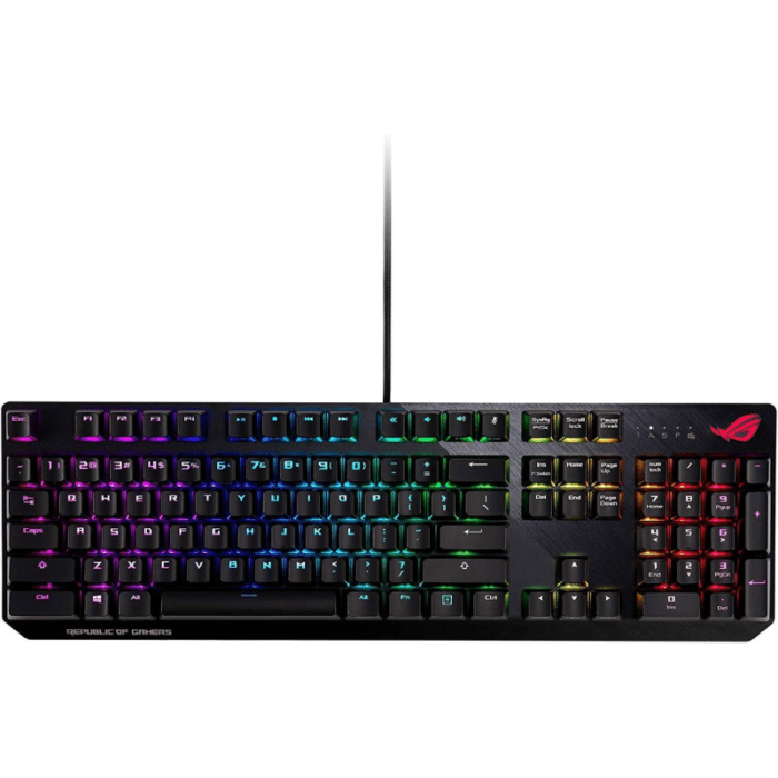 Asus XA11 ROG STRIX SCOPE II NXSW AR ABS ROG Strix Scope RGB wired mechanical gaming keyboard with Cherry MX switches aluminum frame Aura Sync lighting and additional silver WASD for FPS games