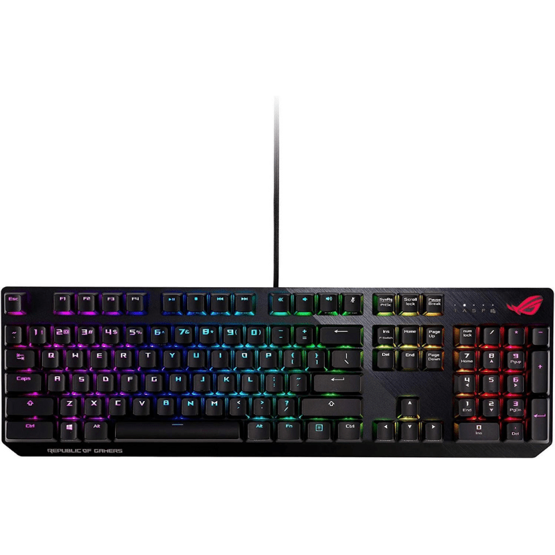 ⁦ASUS XA11 ROG STRIX SCOPE II/NXSW/AR/ABS, ROG Strix Scope RGB wired mechanical gaming keyboard with Cherry MX switches, aluminum frame, Aura Sync lighting, and additional silver WASD for FPS games- Black ⁩ - الصورة ⁦1⁩