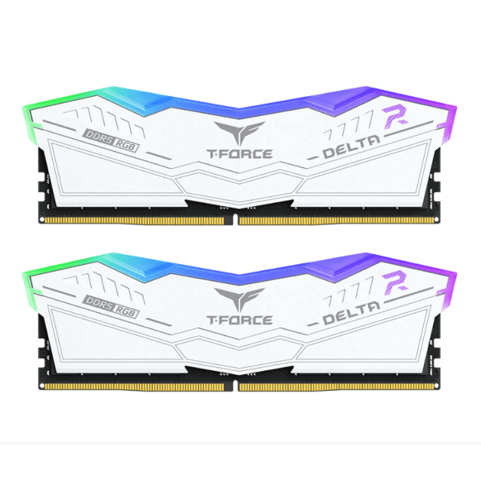 T-Force Delta RGB White UD-D5 64GB (32GBx2) 6000MHz CL38 FF4D564G6000HC38ADC01 - Image 1